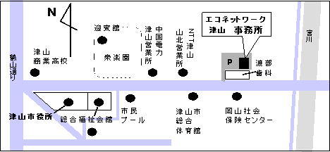 エコネットワーク津山の地図
