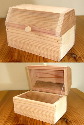 宝箱ーk 海賊の宝箱型 手作り木工工作キット 小箱 木の箱 簡単組み立て 夏休みの工作
