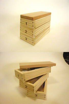 手作り木工工作キット とび箱ボックス３段収納 小箱 木の箱 簡単組み立て 夏休みの工作